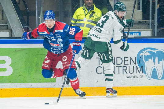 Oskarshamns Lukas Jasek och Färjestads Joel Kellman