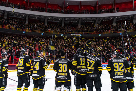 AIKs spelare jublar med supportrar
