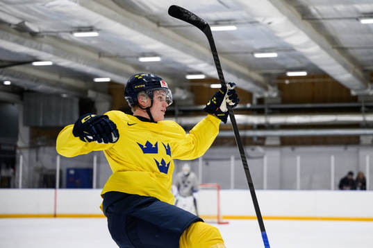Elias Pettersson of Sweden at a practice session