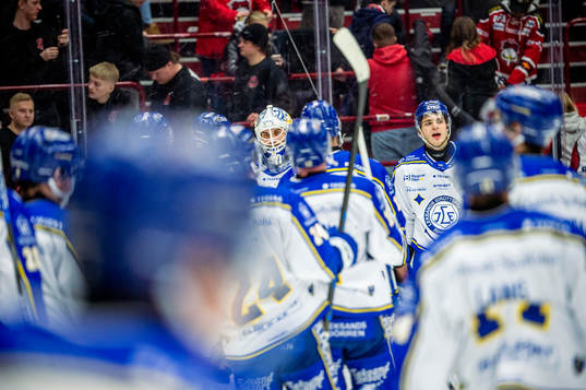 Leksands målvakt Mantas Armalis och Alexander Lundqvist