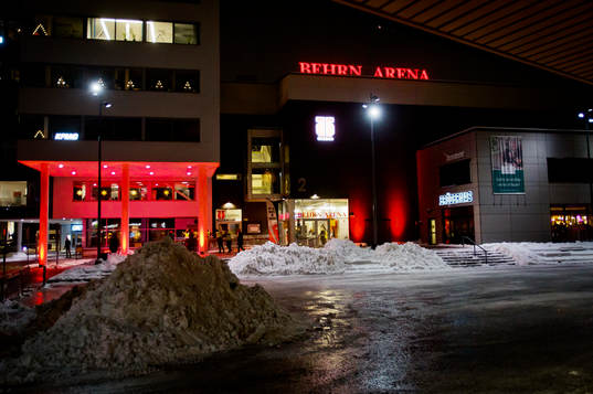 Snö utanför Behrn arena