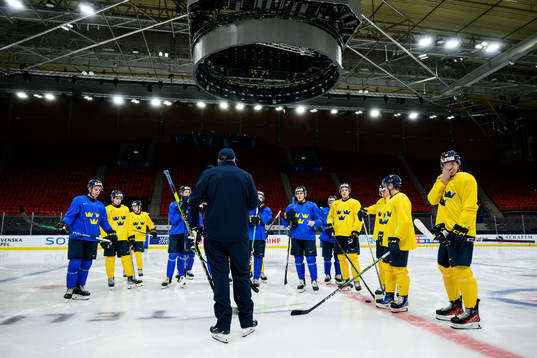 Players of Sweden at a practice session