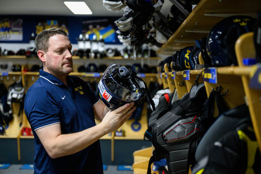 Equipment Manager Daniel Nilsson in Sweden’s dressing room