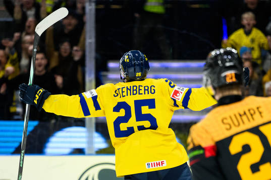 Otto Stenberg of Sweden celebrates the 0-1 goal