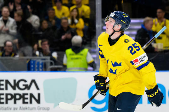 Otto Stenberg of Sweden celebrates the 0-1 goal