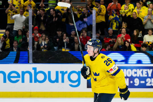 Otto Stenberg of Sweden celebrates the 4-0 goal