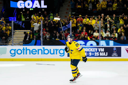 Otto Stenberg of Sweden celebrates the 4-0 goal