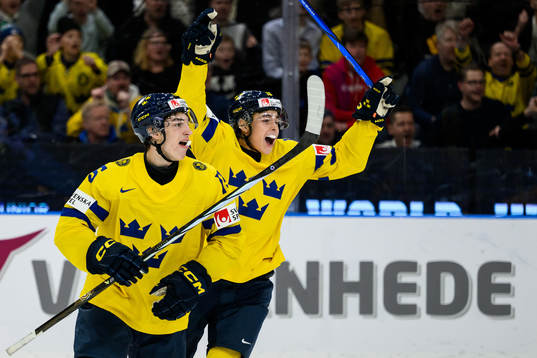 David Edstrom and Felix Unger Sörum of Sweden celebrate