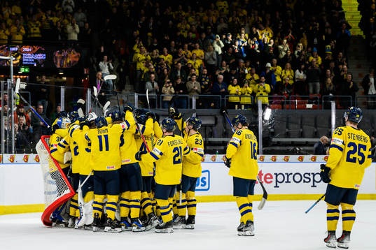 Players of Sweden celebrate
