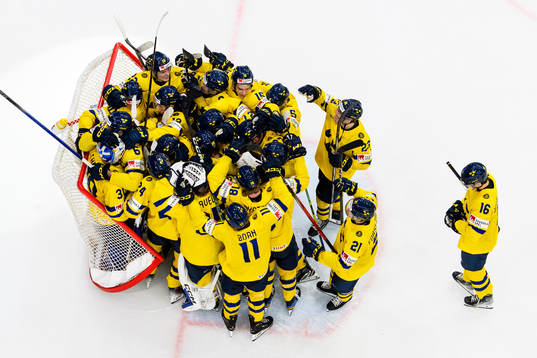 Players of Sweden celebrate