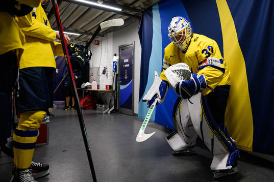 goaltender Melker Thelin of Sweden