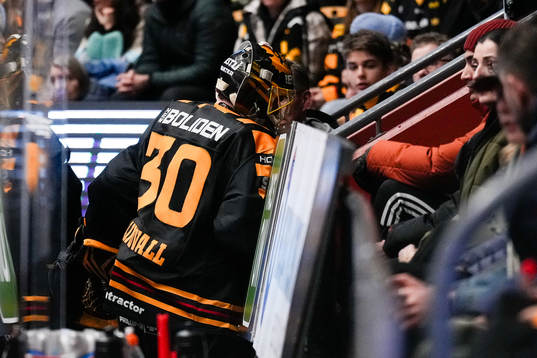 Skellefteås målvakt Gustaf Lindvall lämnar matchen