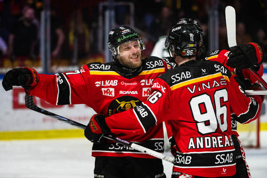 Luleås Linus Omark och Pontus Andreasson jublar