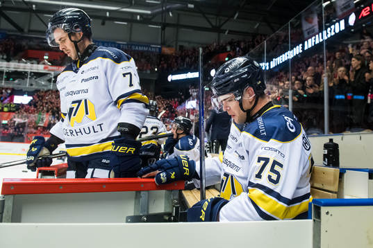 HV71s Radan Lenc och Nicholas Shore deppar