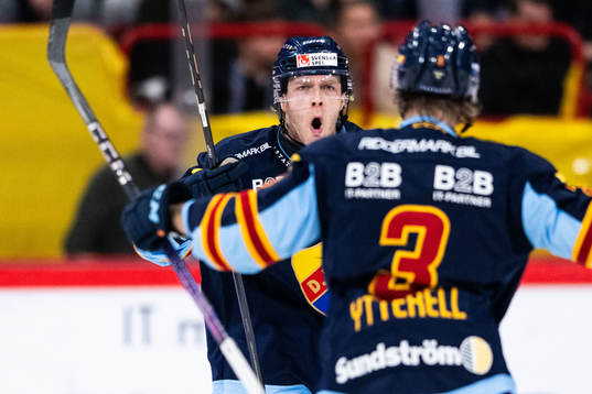 Djurgårdens Olle Liss jublar med Alexander Ytterell