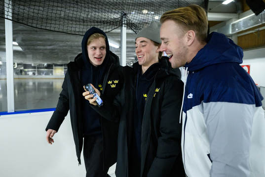 Elias Pettersson, Noah Östlund and Team manager Hampus
