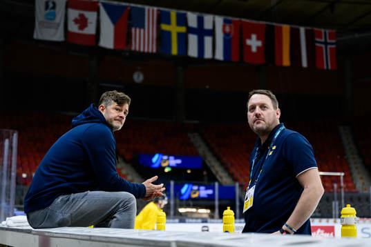 Team doctor Ryan Allenby and equipment manager Daniel