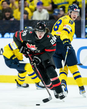 Conor Geekie of Canada and Filip Bystedt of Sweden