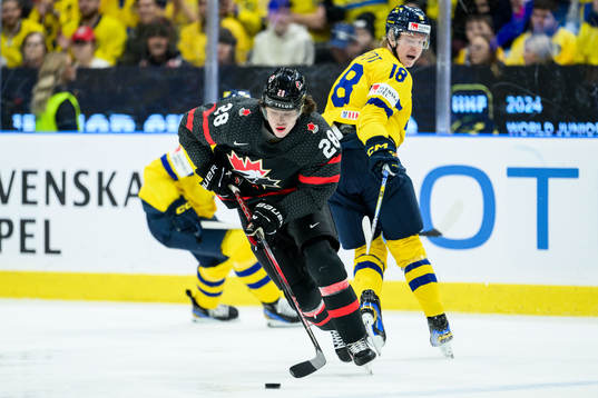 Conor Geekie of Canada and Filip Bystedt of Sweden