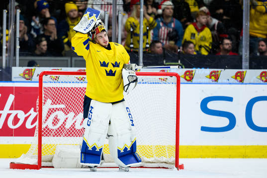Goaltender Hugo Hävelid of Sweden