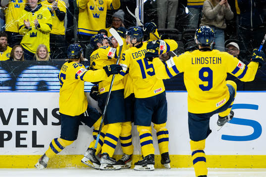 Tom Willander of Sweden celebrates the 0-1 goal