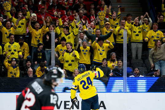 Tom Willander of Sweden celebrates the 0-1 goal