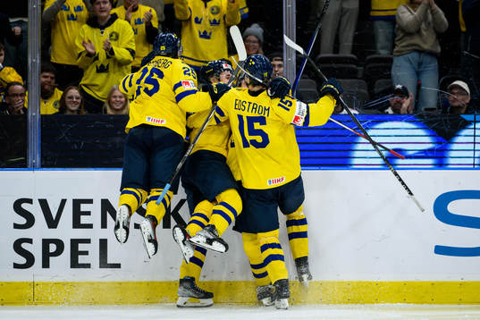 Tom Willander of Sweden celebrates the 0-1 goal