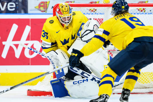 Goaltender Hugo Hävelid of Sweden