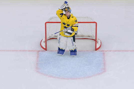 Goaltender Hugo Hävelid of Sweden