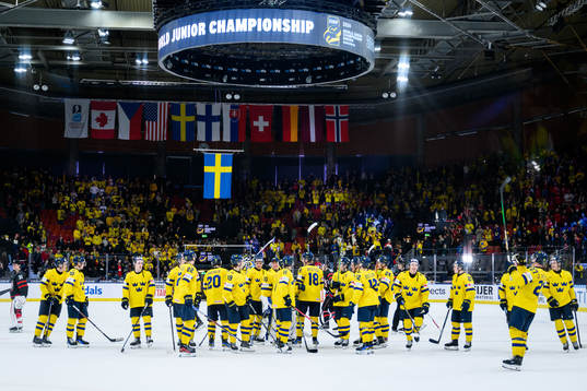 Players of Sweden celebrate