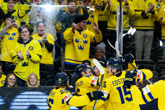Tom Willander of Sweden celebrates the 0-1 goal