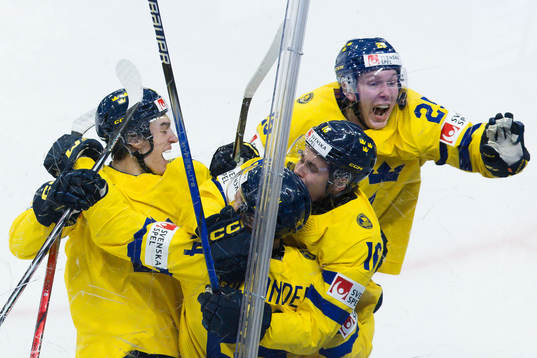 Tom Willander of Sweden celebrates the 0-1 goal
