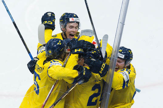 Tom Willander of Sweden celebrates the 0-1 goal
