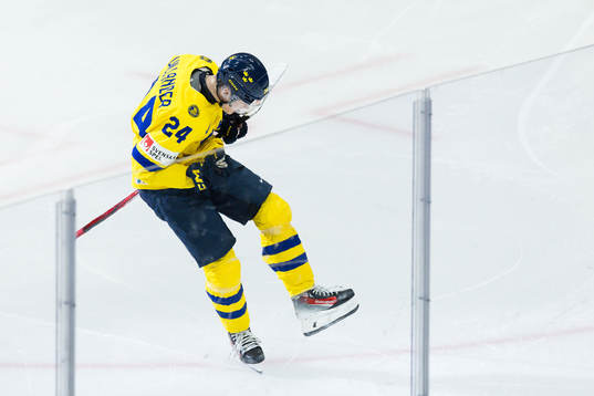 Tom Willander of Sweden celebrates the 0-1 goal