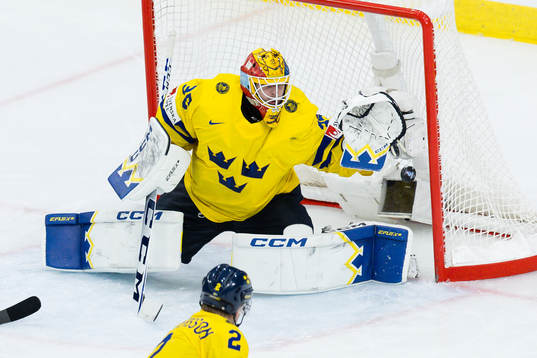 Goaltender Hugo Hävelid of Sweden