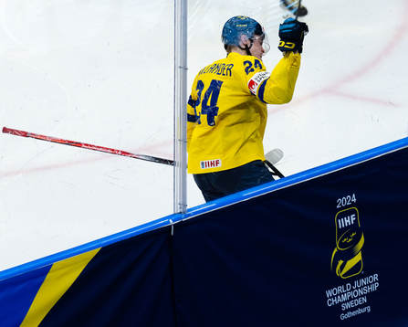 Tom Willander of Sweden celebrates scoring 0-1