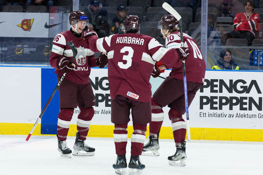 Peteris Bulans of Latvia celebrates