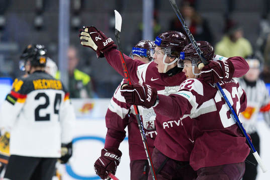 Sandis Vilmanis of Latvia celebrates