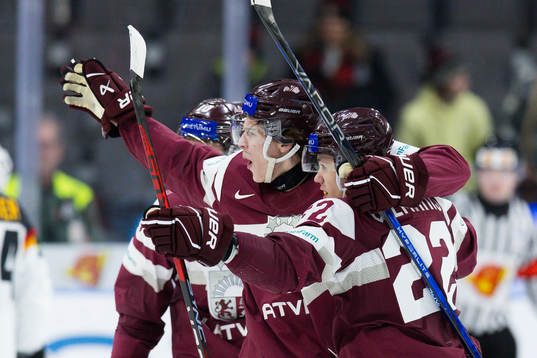Sandis Vilmanis of Latvia celebrates