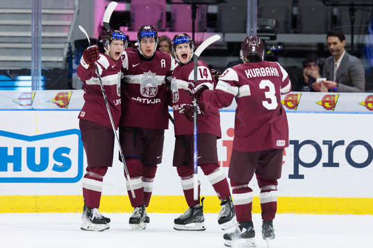 Rainers Darzins of Latvia celebrates