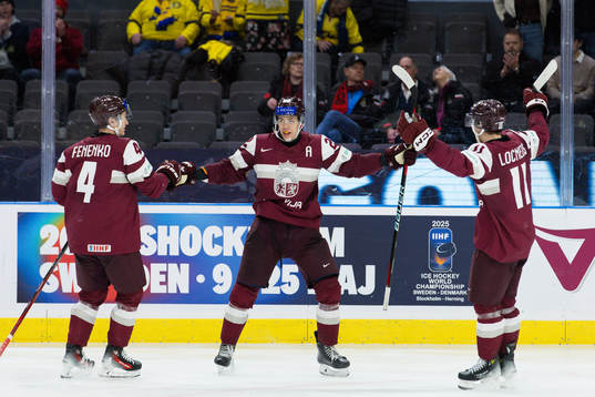 Sandis Vilmanis of Latvia celebrates