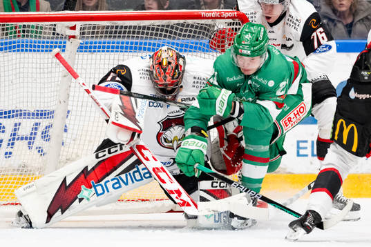 Malmö Redhawks målvakt Daniel Marmenlind och Rögles
