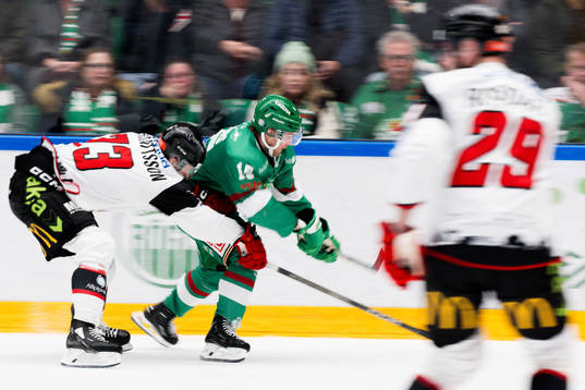 Malmö Redhawks Adam Ollas Mattsson och Rögles Simon Ryfors