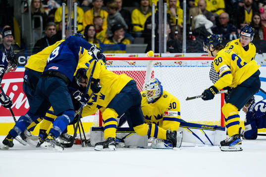 Goaltender Melker Thelin of Sweden