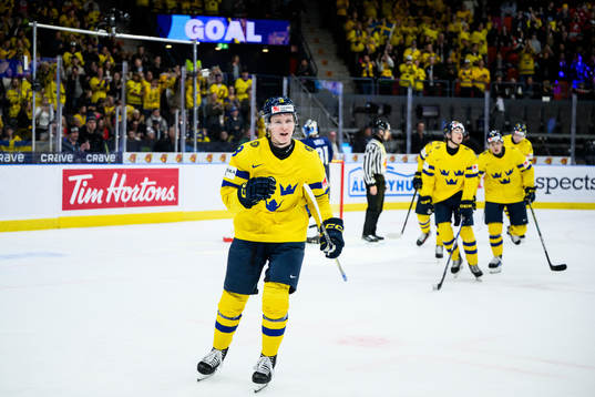 Filip Bystedt of Sweden celebrating
