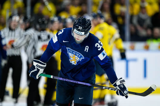 Jani Nyman of Finland looks dejected