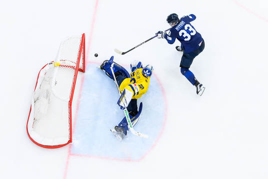 Jani Nyman of Finland scores the winning penalty shot