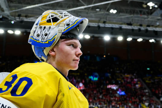 goaltender Melker Thelin of Sweden