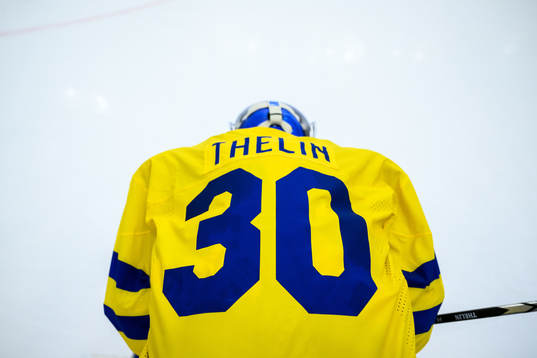 goaltender Melker Thelin of Sweden
