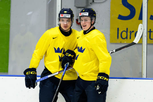 Anton Wahlberg and Elias Pettersson of Sweden at a practice